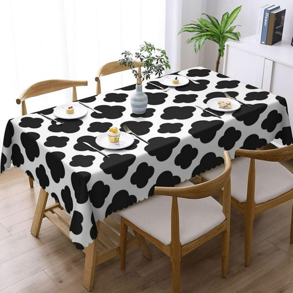 Rectangle Table Cloth, Black and White Moroccan Pattern Resistant Washable Tablecloth Decorative Table Cover for Dining, Indoor and Outdoor