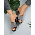 thumbnail image 2 of Women Black Allover Rhinestone Slide Sandals, 2 of 4