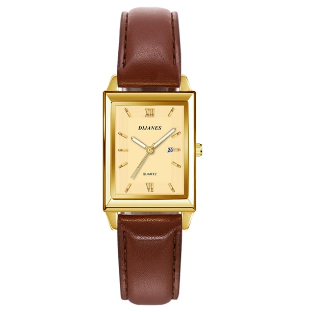 Reloj casual de cuero para hombre, reloj de cuarzo cuadrado, reloj para estudiantes, reloj con calendario para hombre