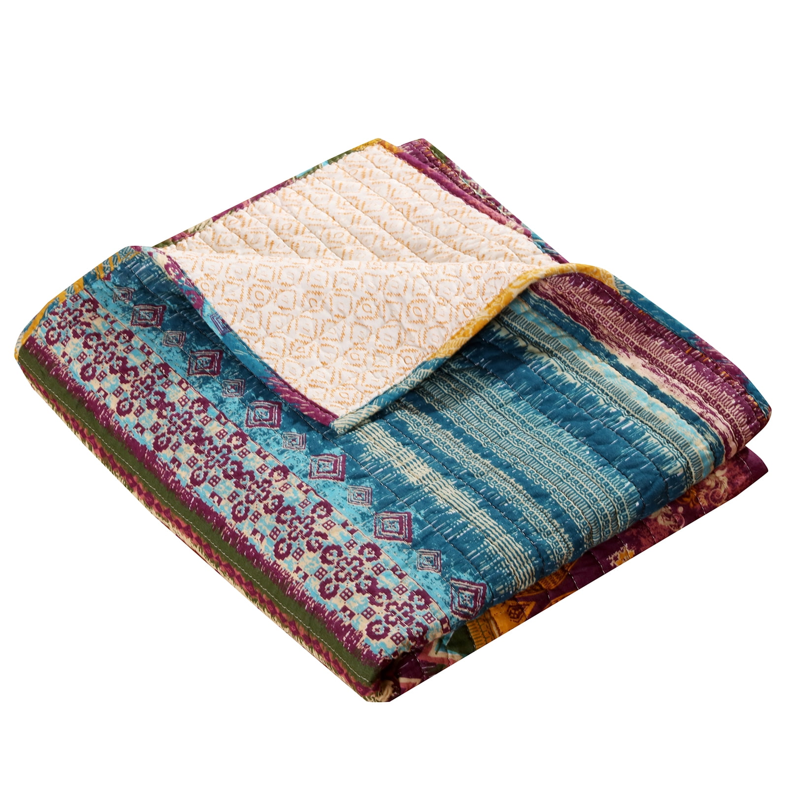 Global Trends Santa Fe Quilted Cotton Throw Blanket, 50" x 60" Gold