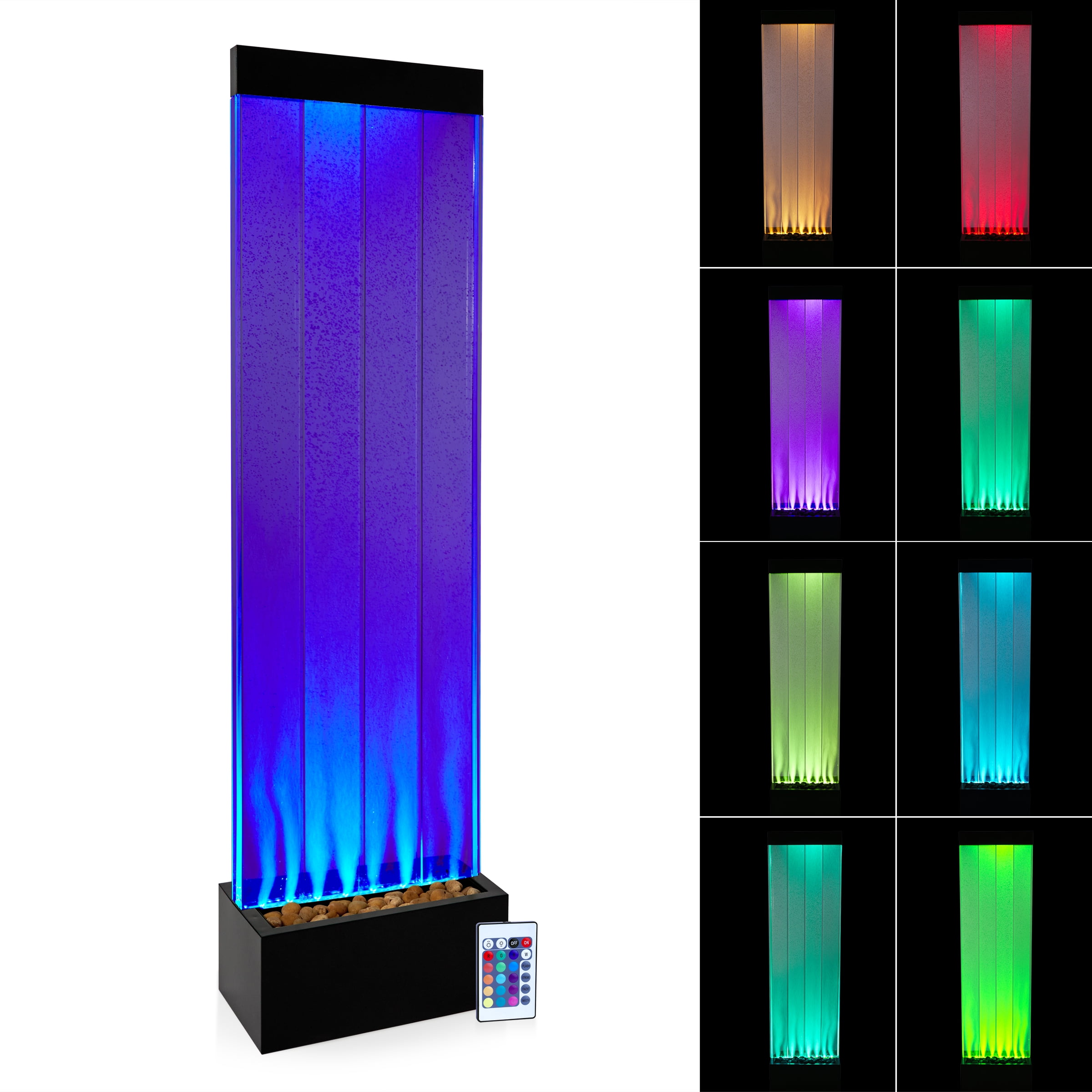 Alpine Corporation MLT134BK 72"H Indoor Bubble Wall Fountain with Color-Changing LED Lights & Remote, Black