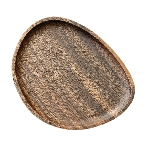 Bandeja de té redonda, bandeja circular de madera para servir té seco, solución versátil para guardar tazas, dulces y frutas, diseño compacto para espacios pequeños, ideal para el hogar o la oficina.