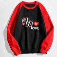 thumbnail image 4 of VALMASS Chandails Surdimensionnés de la Saint-Valentin pour Femmes Manches Raglan Col Rond Hauts Décontractés Amples Imprimés Chandail Blouses (2TG, Noir), 4 of 5