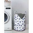thumbnail image 3 of Blue Laundry Bag, Hand Drawn Style Chinese Pattern with Flowers Nature Inspired Vintage, Hamper Basket with Handles Drawstring Closure for Laundromats, 13" x 19", Violet Blue White, by Ambesonne, 3 of 4