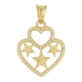 thumbnail image 2 of 10K Two Tone Gold Round CZ Womens 0.95" Love Charm Double Heart w/ Stars Pendant, 2 of 3