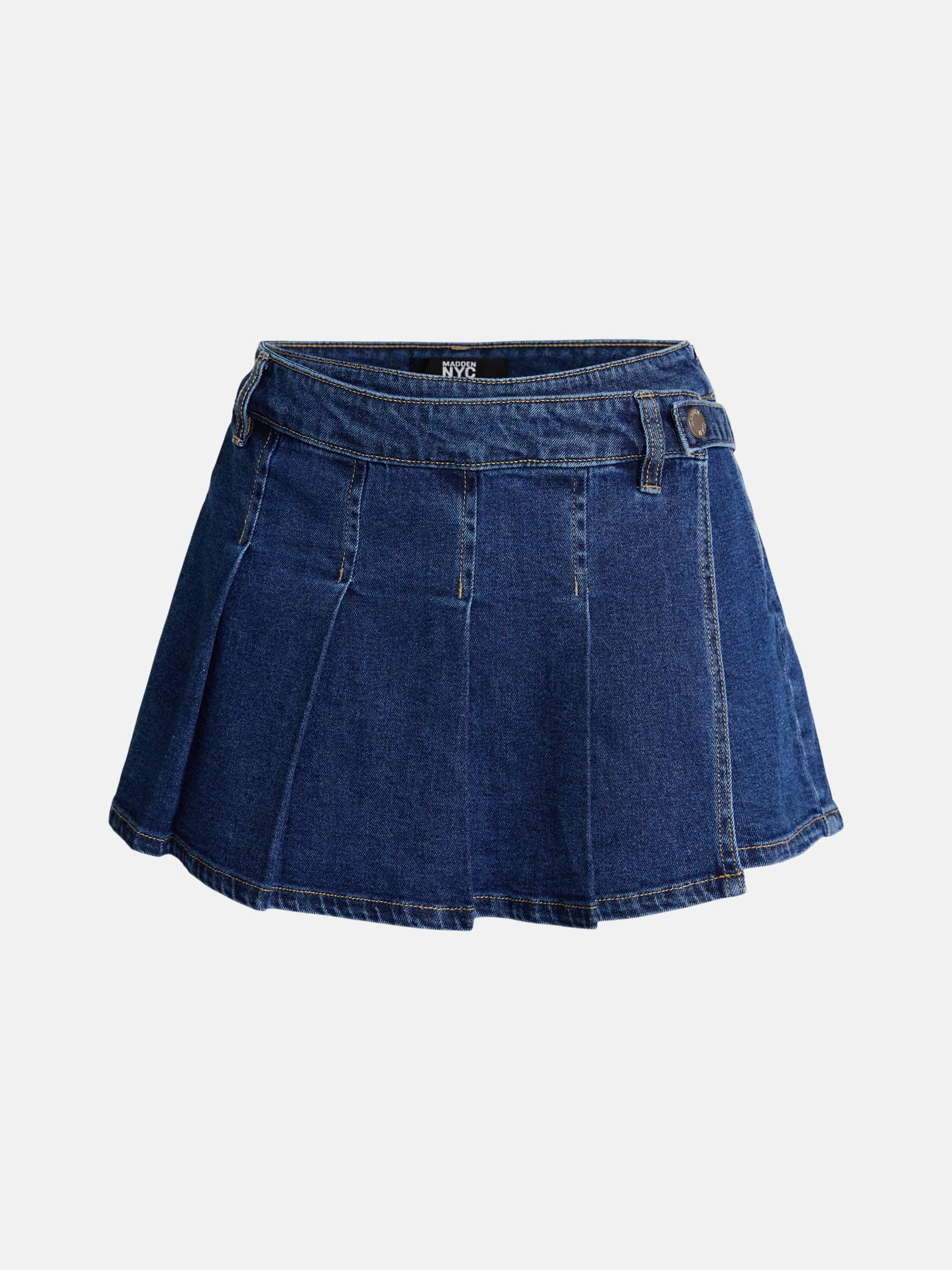 Madden NYC Women’s Belted Pleated Denim Mini Skort, Sizes XXS-XXL