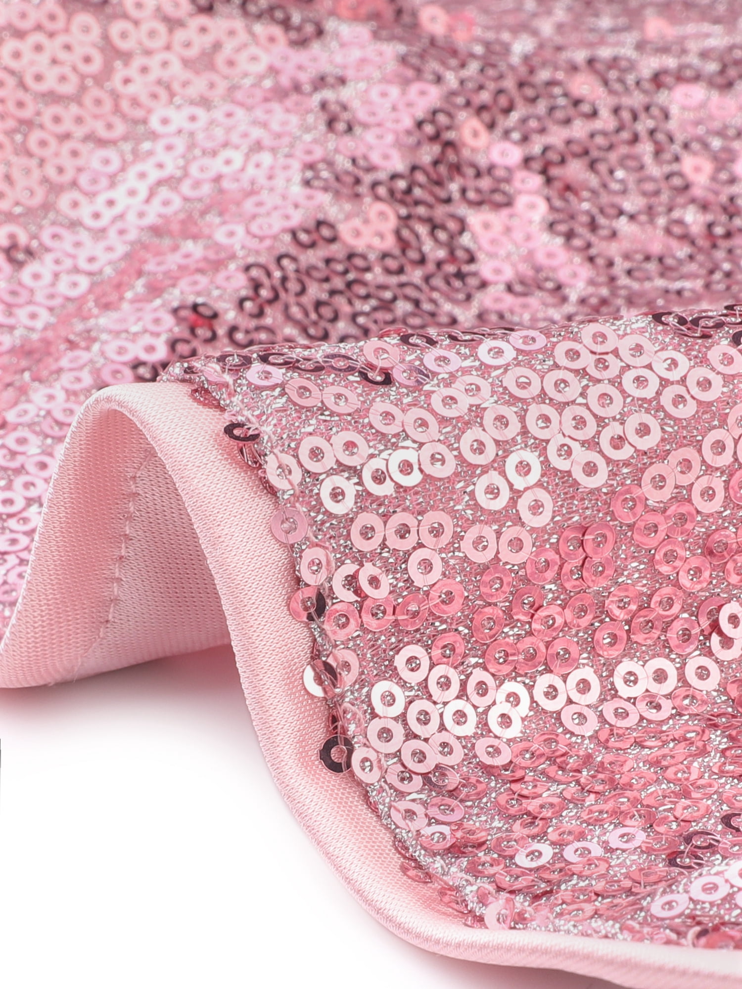 DARING DIVA Women's Midrise Solid Sparkle Coctail Sequin Shorts L Pink