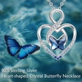 thumbnail image 2 of YAFEINI Butterfly Necklace for Women 925 Sterling Silver Blue Crystal Heart Necklace Butterfly Jewelry Gifts for Her, 2 of 6