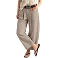 thumbnail image 4 of HomeDM Pants for Women Cotton Blend High Waisted Lounge Trousers Khaki Wide Leg Athletic Work Pants with Pockets Size L, 4 of 8