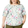 thumbnail image 2 of CLOOCL Floral Blouse Tops Flowers Printed Mid Sleeve Shirts Plus Size Female Clothing, 2 of 6