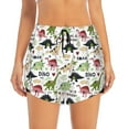 thumbnail image 2 of Xecao's Cute Dinosaurs for a double-layer running short for women, perfect for gym, tennis, and more, featuring a convenient pocket., 2 of 9