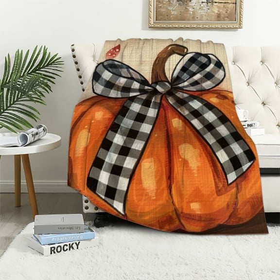 Pratyus Pumpkin Halloween Throw Blanket Flannel for Bed Couch Sofa All Seasons Soft Plush Blankets Lightweight Blanket 40x50in