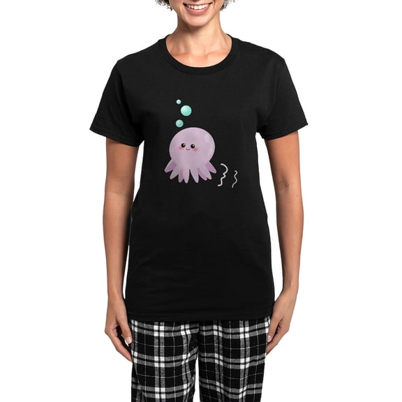 CafePress - Cute Pink Octopus Pajamas - Women's Short Sleeve Print T-Shirt and Pants Dark Cotton Pajama Set