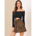 thumbnail image 2 of Allegra K Faldas de gamuza sintética para mujer con cierre de botones, minifalda corta con patrón de una línea de cintura alta Marrón Leopardo S, 2 of 6