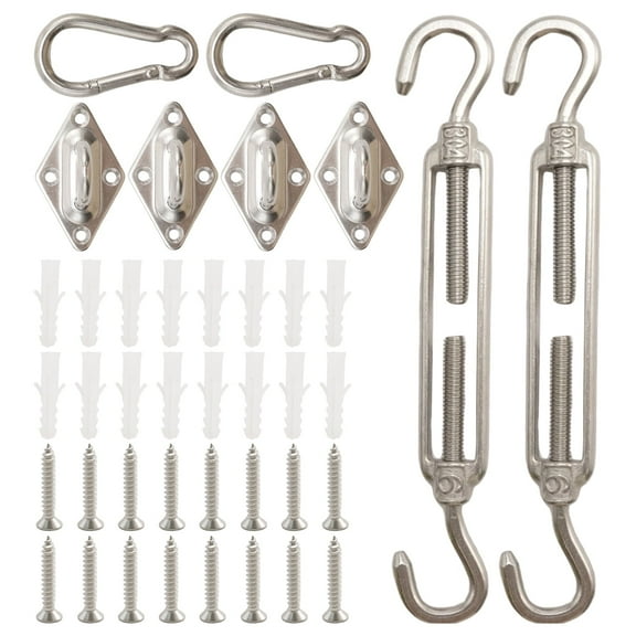 40 Pcs Shade Sail Hardware Kit, 6 Inch 304 Grade Stainless Steel Components, Suitable for Rectangle and Square Sun Shade Sail Installation