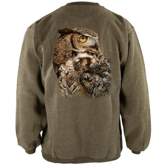 Owl Keep Watching Henley Mens Pullover Sweatshirt Green X-LG