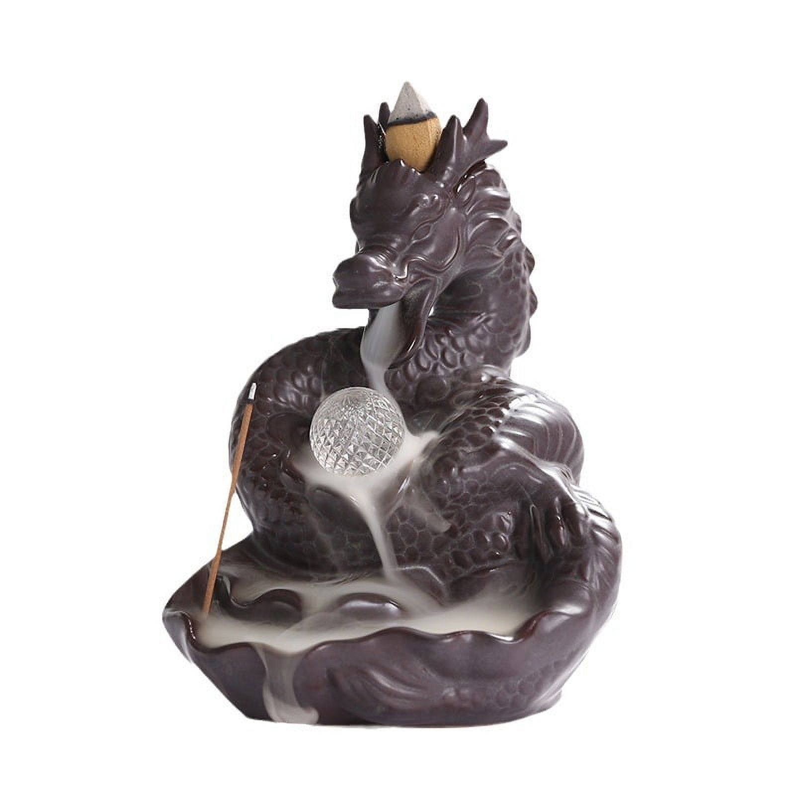 Ceramic Dragon Backflow Incense Burner Creative LED Light Chinese Loong Waterfall Smoke Incense Stick Holder Home Decor Accessories