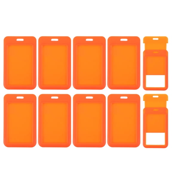 Uxcell 10 Pack Clear Badge Holder, Plastic ID Badge Holder Double Sided Vertical ID Protector Clips, Orange