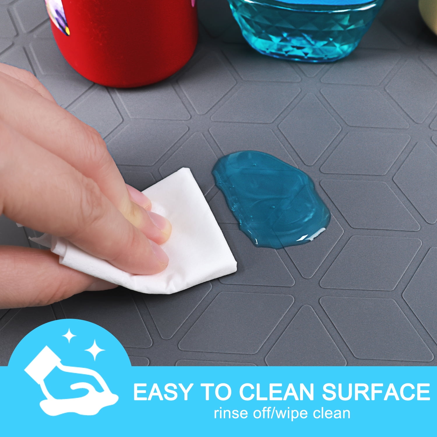 Livhil Under Sink Mat for Kitchen Waterproof, Silicone Sink Mat Cabinet Liner for Bathroom, Under Sink Mat with Raised Edge (34 x 22 Inch)