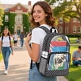 thumbnail image 2 of Xoenoiee Pug Dog Polka Dot Print 17 Inch Clear Backpack PVC See Through Transparent Bookbag with Padded Straps, Large Capacity School Bag for Girls Elementary Middle School Travel Daypack, 2 of 7