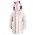 thumbnail image 4 of Yhong Kids Girls Shiny Metallic Hooded Down Jacket Winter Coat Parka Waterproof Windproof Puffer Jacket Snow Outwear Pink 140/8-9Y/X, 4 of 7