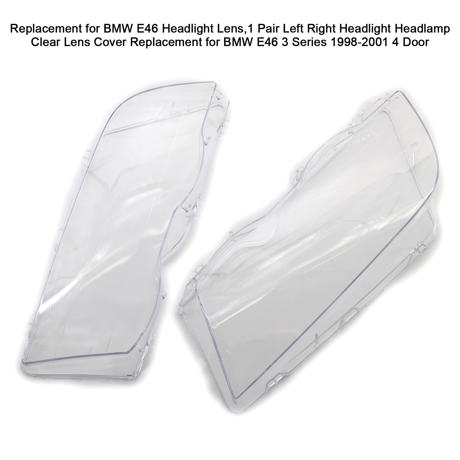 Estink Headlight Lens Cover,1 Pair Left and Right Car Headlight Headlamp Clear Lens Cover for BMW E46 320i 325i 325xi 330i 330xi 4 Door 1998-2001 