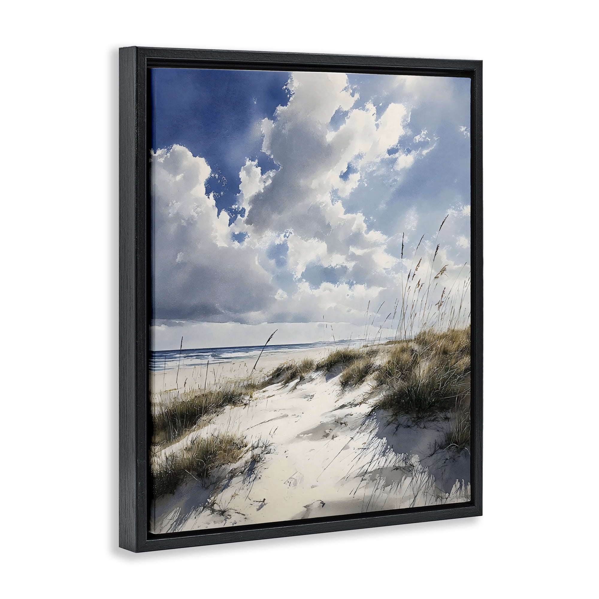 Stupell Industries Midday Sunny Beach Dunes Black Framed Floater Canvas Wall Art, design by Franklyn Gregory