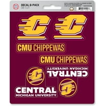 Central Michigan University Chippewas 6-Piece Decal Sticker Set, 5x6 Inch Sheet, Gift for football fans for any hard surfaces around home, automotive, personal items