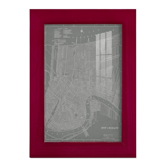 City Map of New Orleans -Framed Print w/glass-Cherry Red