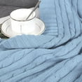 thumbnail image 6 of PiccoCasa Cotton Knitt Throw Blanket Decorative Cable Knitted Blanket for Couch, Chair, Columbia Blue 50" x 60", 6 of 8