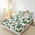 thumbnail image 4 of jejeloiu Merry Christmas Queen Sheet Sets,Tropical Botanical Pine Flat Sheet,Green White Tree Queen Fitted Sheet For Girls Boys,Reathable Home Decor,4pcs, 4 of 7