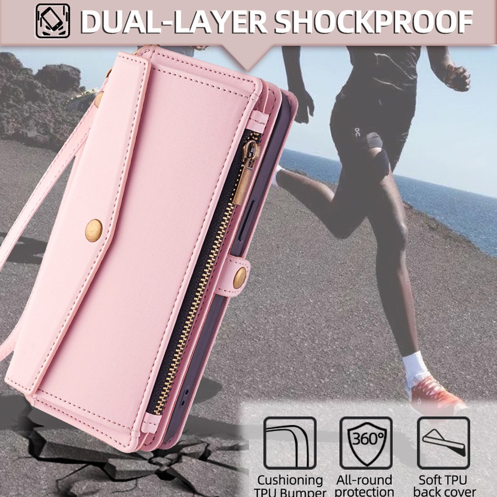 Case For IPhone 16/16 Pro/16 Plus/16 Pro Max, Leather Flip Card Holding Cover Portable Crossbody Strap Cell Phone Case