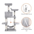 thumbnail image 3 of Feandrea 59.1 Inch Cat Tree Condo with Scratching Post, Kitty Tower Pet Playhouse, Light Gray, 3 of 5