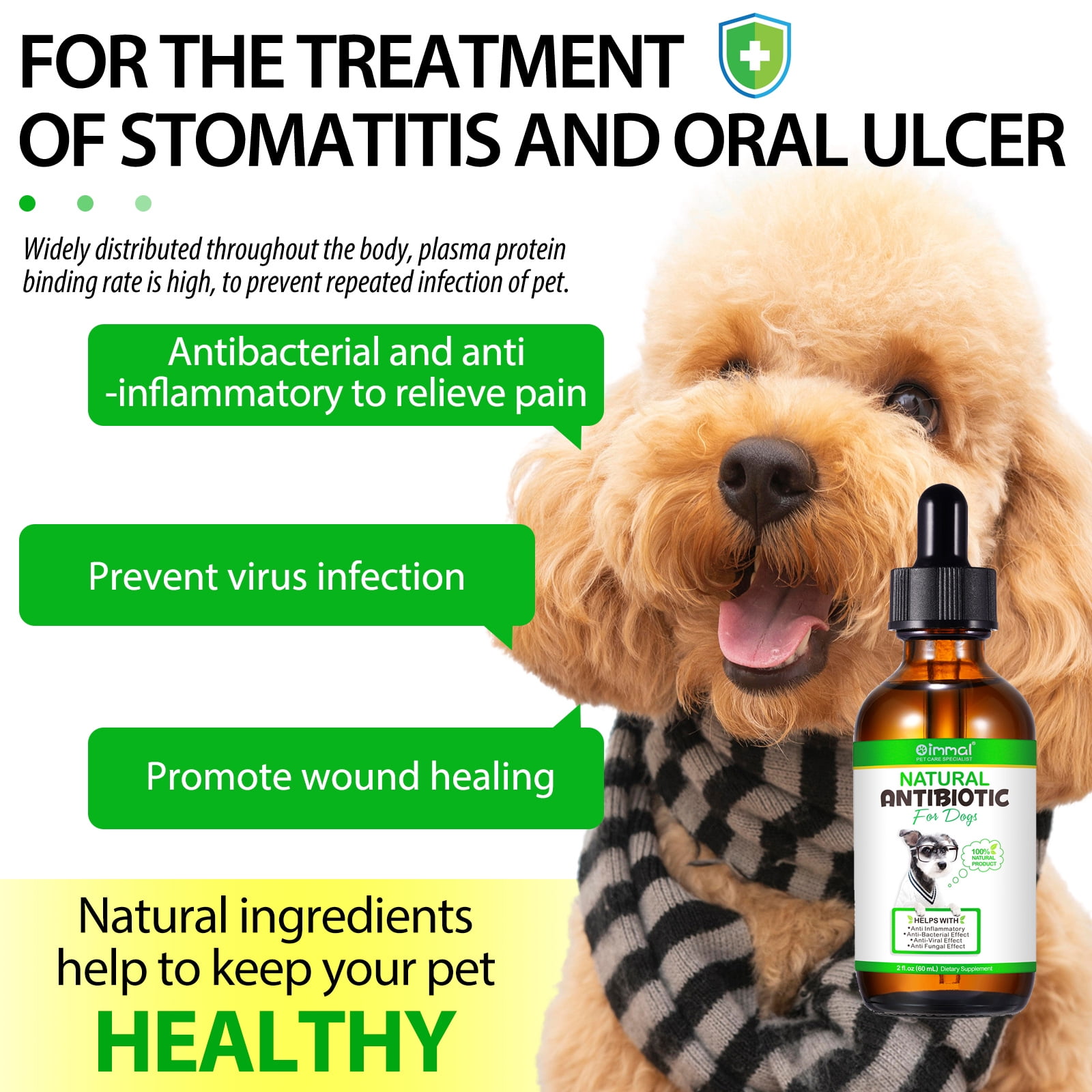 Oimmal Antibiotics for Dogs Dog Antibiotics Cough Supplements Set Bacon Flavor Natural Ingredients Anti inflammatory Walmart