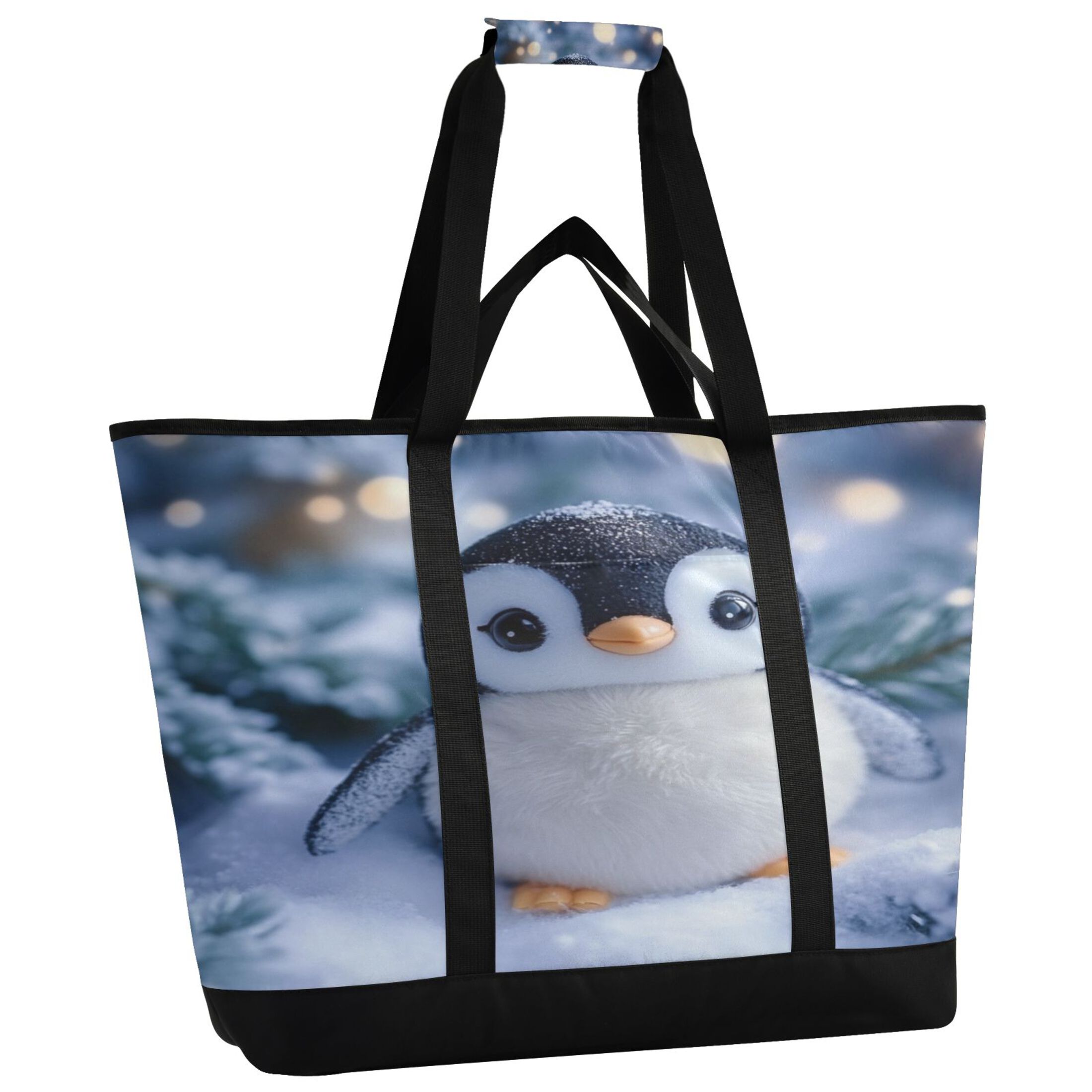 Large Hand-held Ice Pack Picnic Bag Insulation and Refrigeration Suitable for Shopping Picnics and Camping Christmas Penguin
