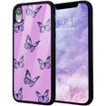 thumbnail image 1 of Étui Papillon pour iPhone 6s/6 Plus, Violet Mignon Dos Dur TPU&Aluminium Résistant aux Rayures Protection Antichoc Étui Girly pour iPhone 6s Plus, 1 of 6