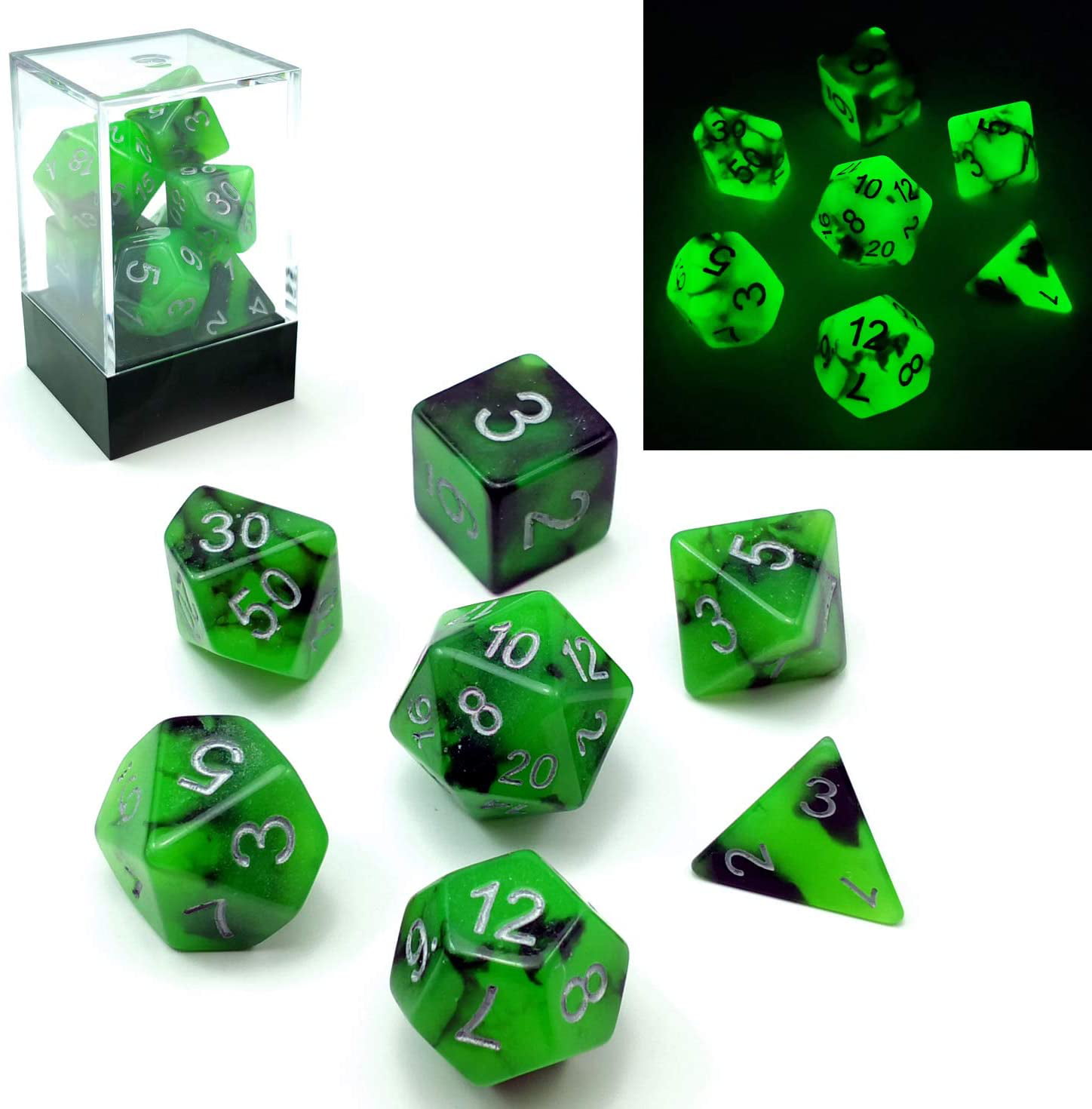 Gaming Lot D&D RPG D8 2 Colors Polyhedral 8 Sided Dice Set Black & White 