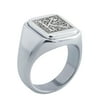 Tungsten Male Men Signet Ring Floral Initial Letter Anniversary White K-SZ-9