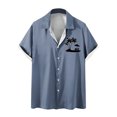 thumbnail image 2 of Mefallenssiah Mode Hommes Confortable Impression Manches Courtes Col Chemise Chemisier, 2 of 4