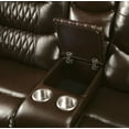 thumbnail image 2 of 78'' Leather Sectional Reclining Sofa Couch with Stainless Cupholder & Console Motion for Living Room, 2-Seat Manual Recliner Heavy Duty Sofa Couch for Apartment Office, PU Brown, 2 of 7