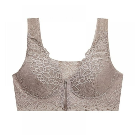 

Women Bra Front Zipper Bra Push Up Lingerie Lace Jacquard Bralette 3/4 Cup Gather Underwear Thin Mold Seamless Vest Bra