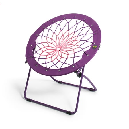 32" Bunjo Woven Bungee with Metal Base Folding Chair, Purple to Pink
