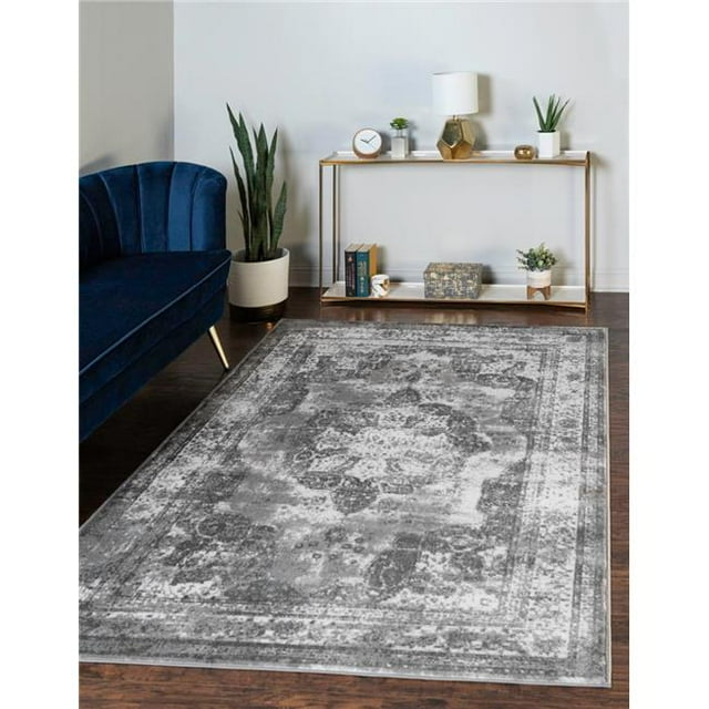 Unique Loom 3141294 7 x 10 ft. Salle Garnier Sofia Rectangular Rug, Gray