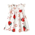 thumbnail image 6 of Guzomy Kids Girl Dress, 3-6M Kids Girl Summer Lace Sleeve Strawberry Print Sundress, Soft Breathable A-line Outfit for Kids Shower Gift,White, 6 of 7