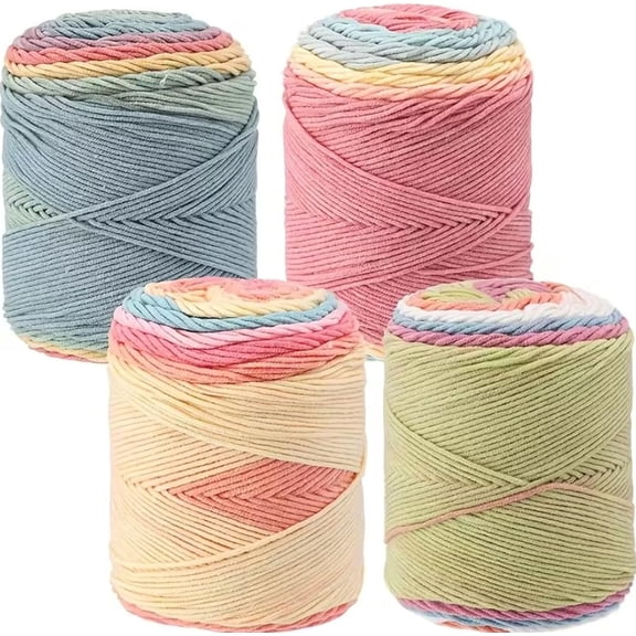 4‑Pack Ombre Gradient Acrylic Yarn Cakes, Worsted Weight Knitting Crochet Yarn 211 Yards / 3.53 Oz Each, Soft Multi‑Color Yarn for Blankets, Cardigans Handcraft Projects