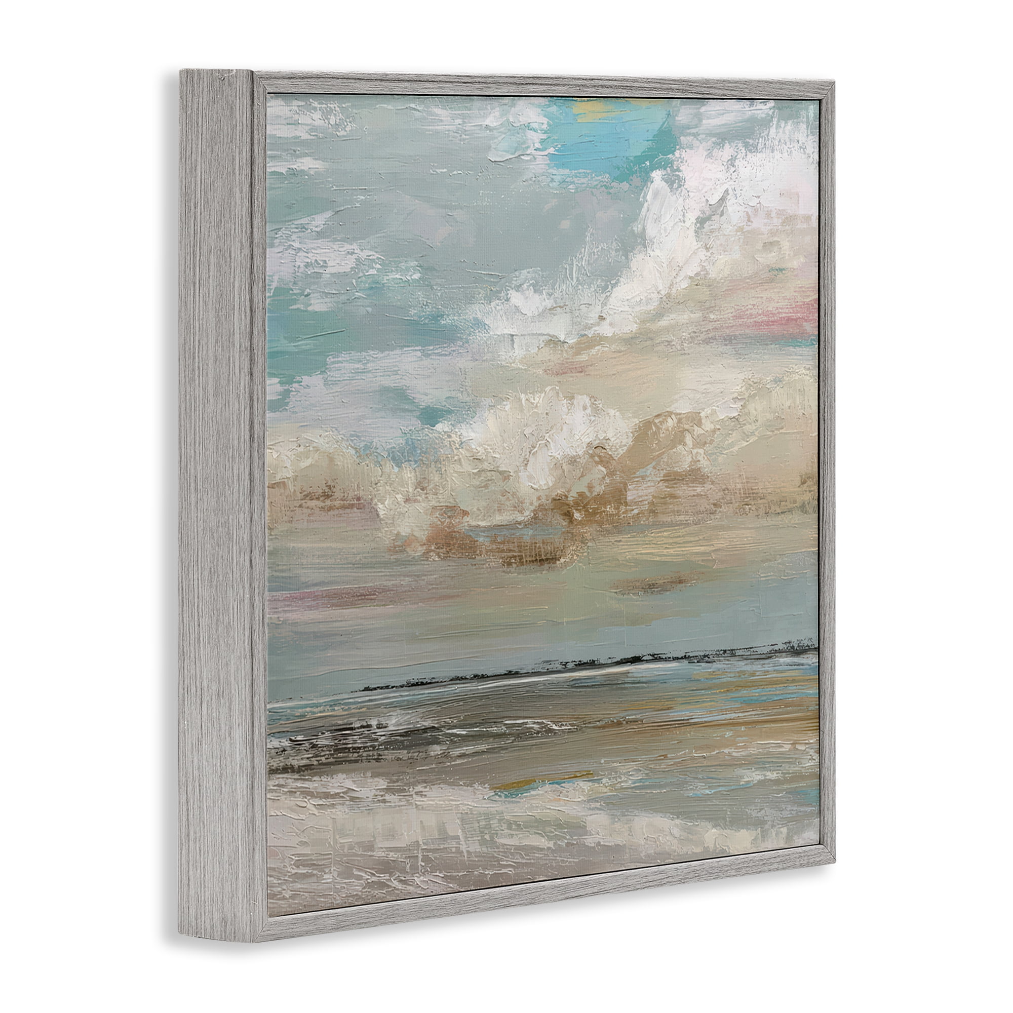 Stupell Industries Cloudy Beach Brushstrokes Gray Framed Giclee Art, design by Kim Curinga
