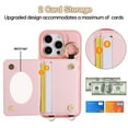 thumbnail image 4 of TECH CIRCLE for iPhone 15 Case, Quilted PU Leather Double Magnetic Clasp Shockproof Cover with Card Holder Shoulder Strap Mirror Ring Stand Flip Wallet Case for iPhone 15 6.1",Pink, 4 of 6