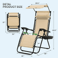thumbnail image 2 of OSM 1-Pack Zero Gravity Reclining Lounge Chairs with Canopy, Portable Folding Patio Loungers with Removable Cup Holder Side Tray and Pillow Headrest for Outdoor, Beach, Camping, Cream, 2 of 7
