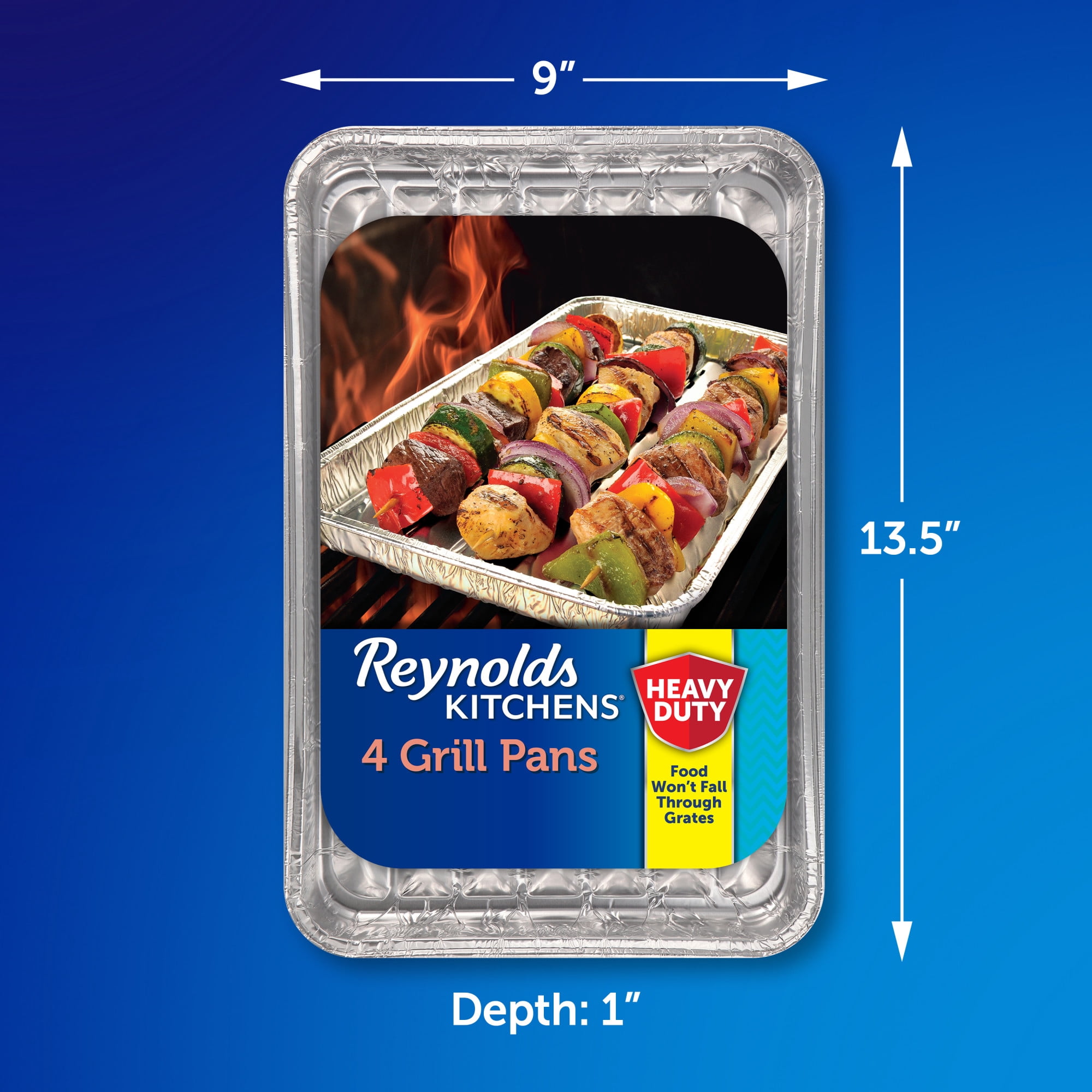 (4 pack) Reynolds Kitchens Slotted Disposable Grilling Pan, 13.5 x 9.6 in., 4 Count