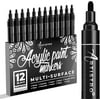 Artistro Set of 12 Acrylic Black Paint Pens Medium Tip